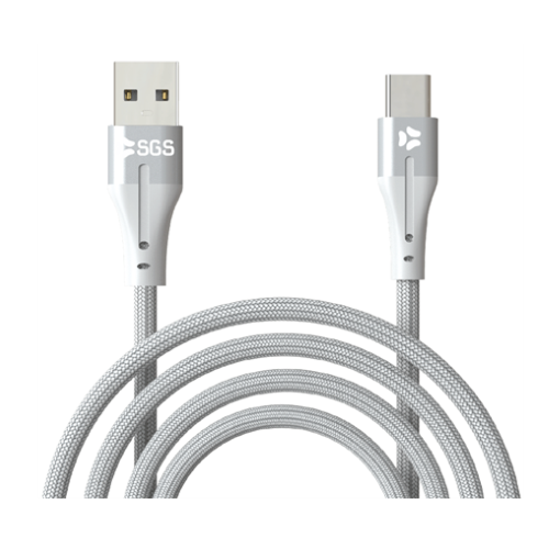 SGS CLOTH TYPE-C CAVO DATI/CARICA USB 1 METRO SILVER